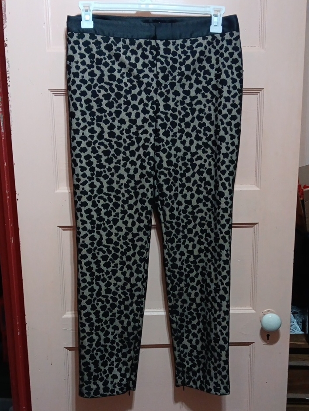 Black Label By Chicos Womens Black & Tan Leopard Print Pants Chicos Size 2